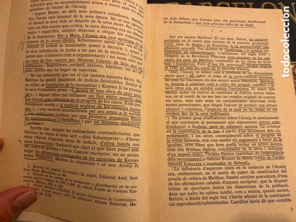 Libros de segunda mano: Un assaig sobre el principi de poblaci&oacute;. Thomas Robert Malthus - Foto 5