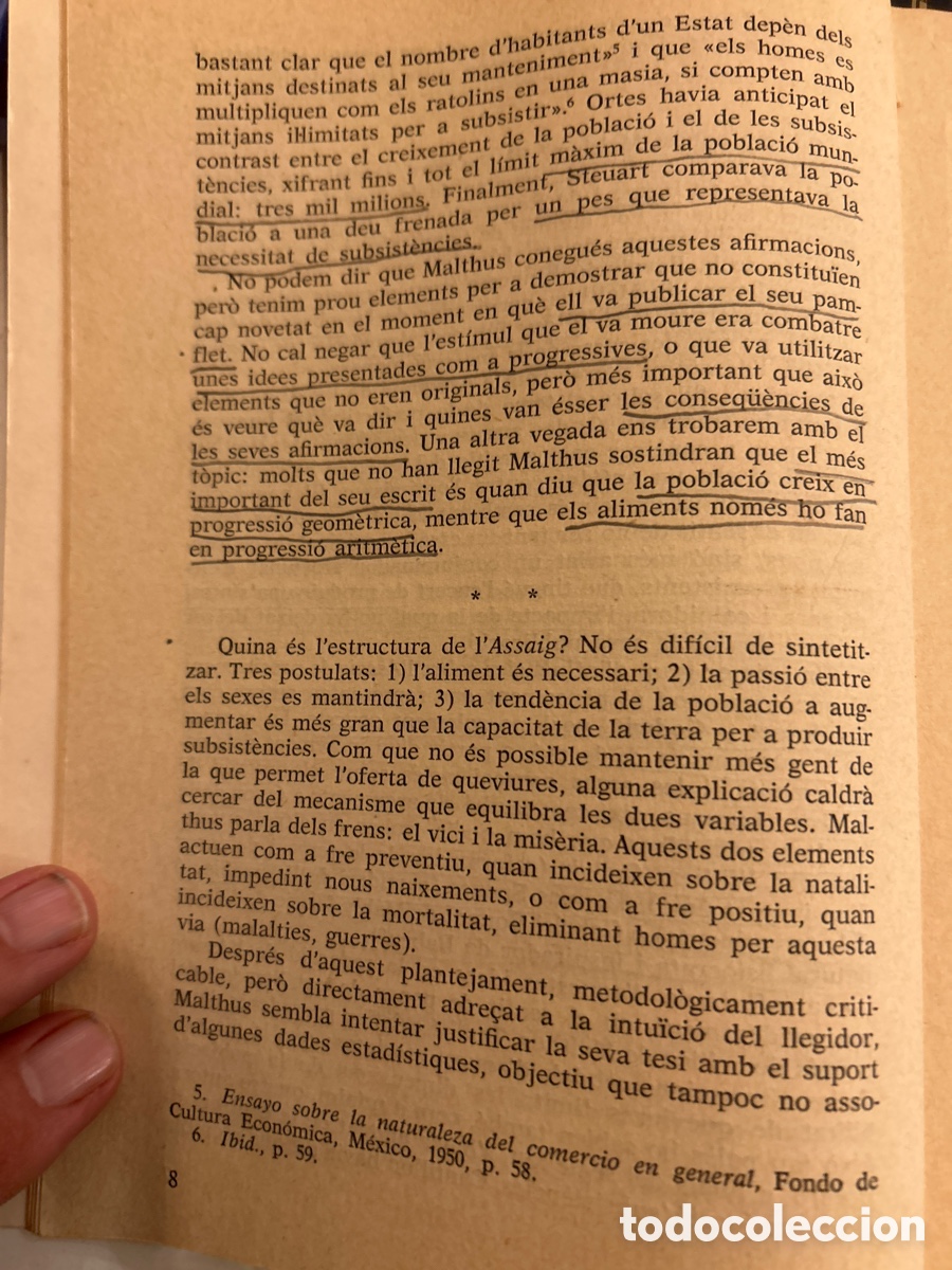 Libros de segunda mano: Un assaig sobre el principi de poblaci&oacute;. Thomas Robert Malthus - Foto 6