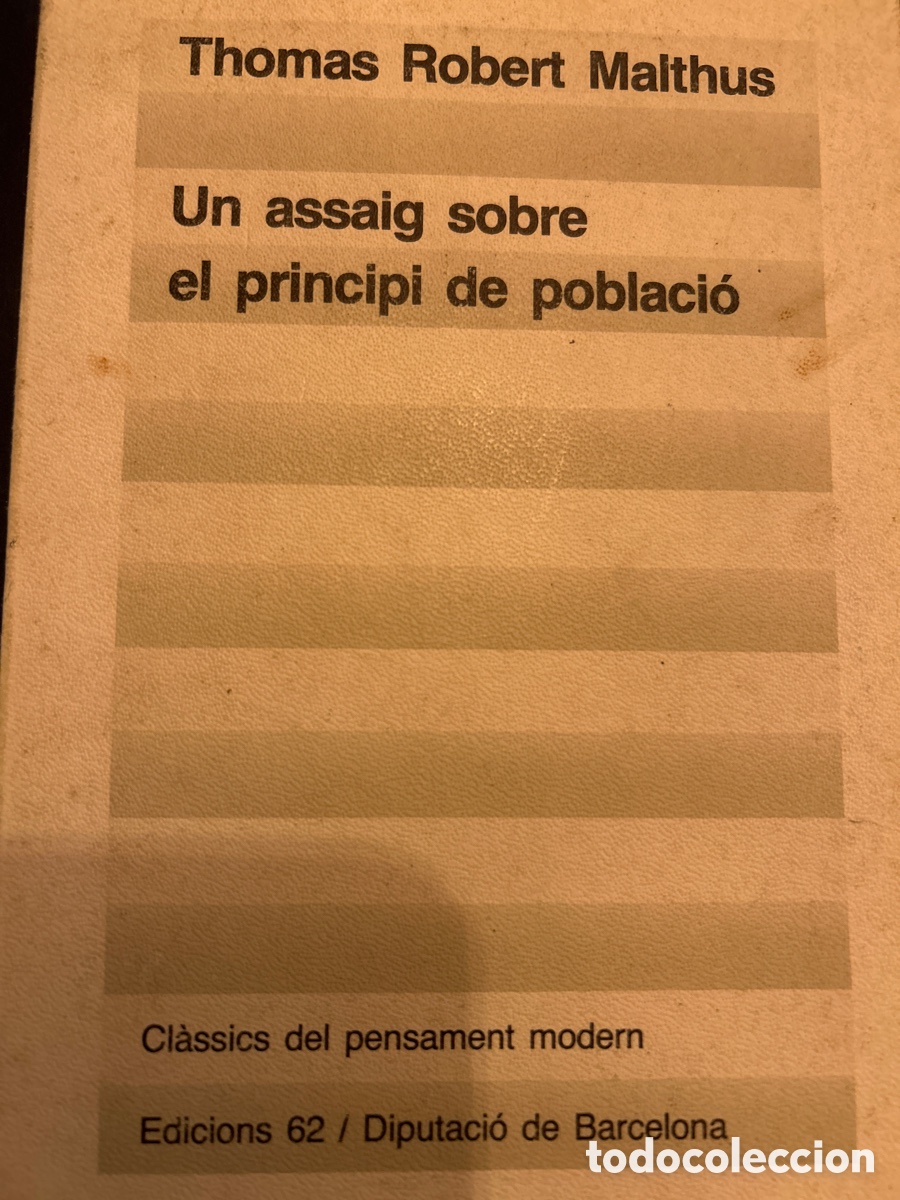 Libros de segunda mano: Un assaig sobre el principi de poblaci&oacute;. Thomas Robert Malthus - Foto 1