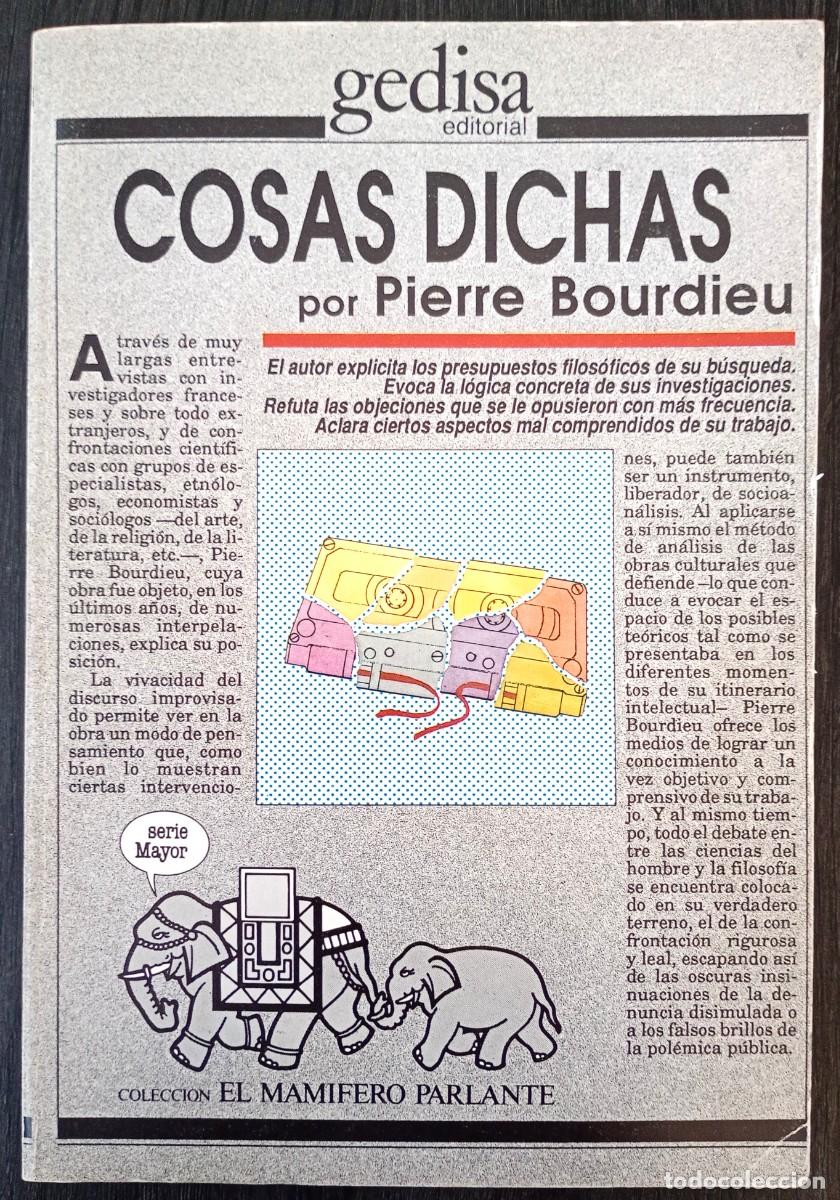 Libros de segunda mano: Pierre Bourdieu . Cosas dichas - Foto 1