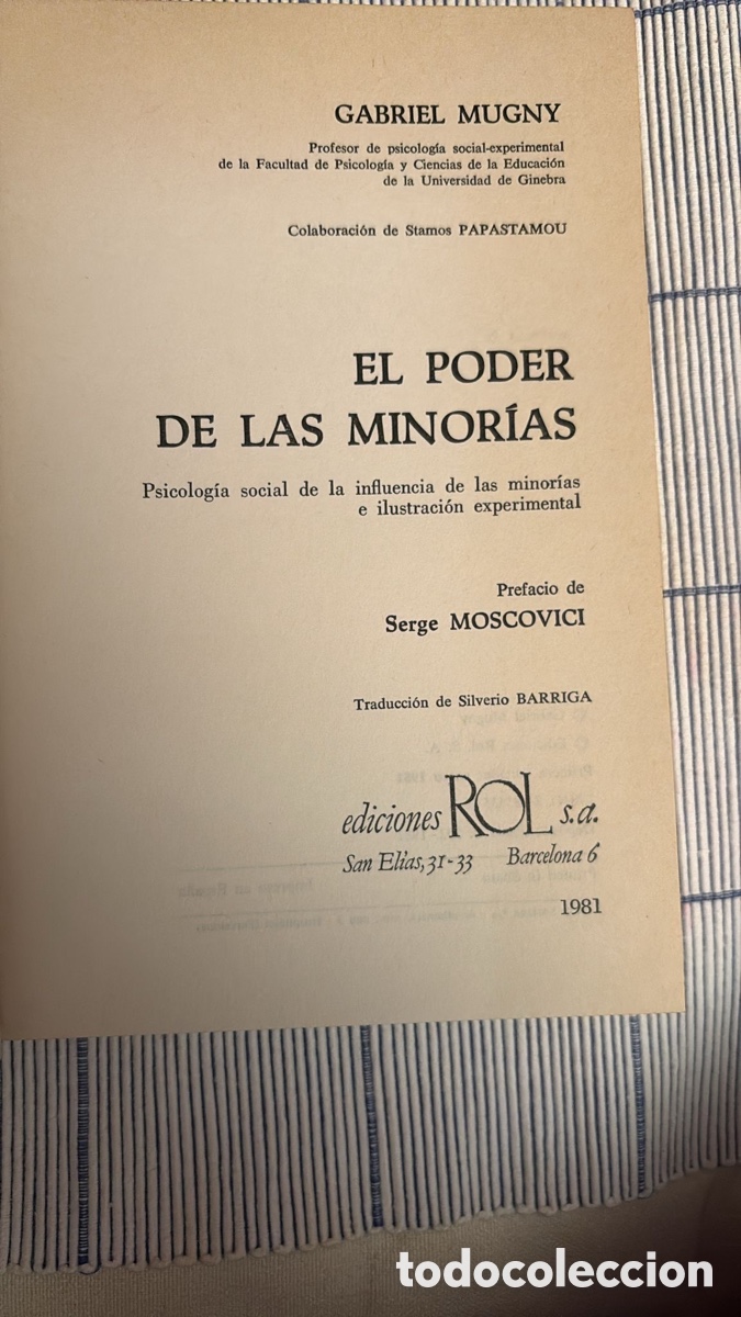 Libros de segunda mano: Gabriel Mugny. El poder de las minor&iacute;as. - Foto 2