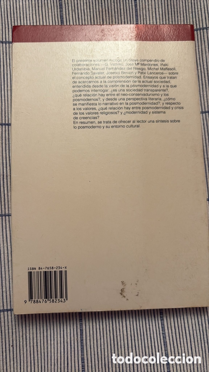 Libros de segunda mano: EN TORNO A LA POSTMODERNIDAD . Vattimo y otros - Foto 4