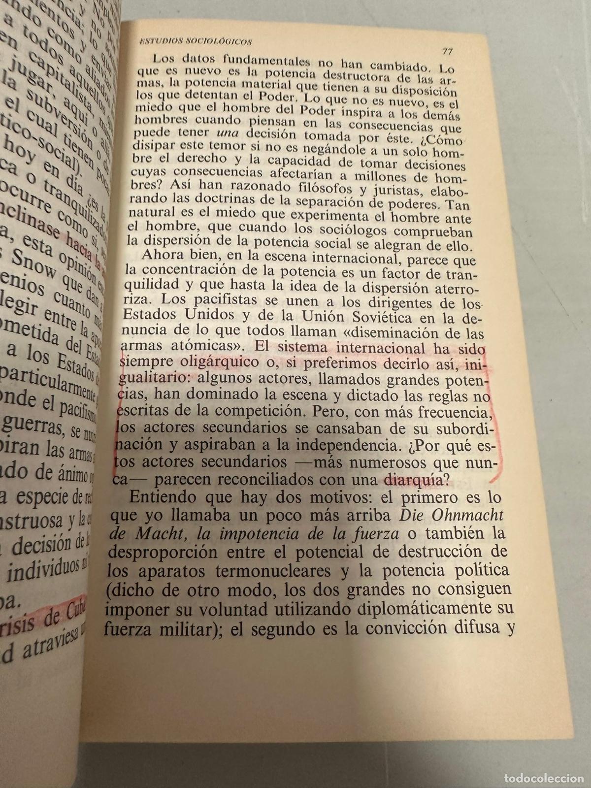 Libros de segunda mano: RAYMOND ARON. ESTUDIOS SOCIOL&Oacute;GICOS . AUSTRAL - Foto 2