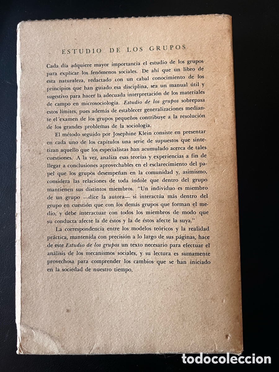Libros de segunda mano: Estudio de los grupos. Josephine Klein - Foto 2
