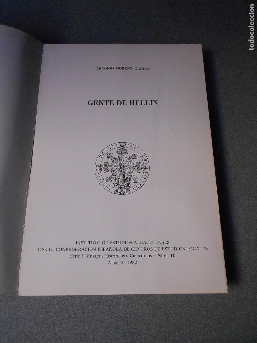 Libros de segunda mano: GENTE DE HELLIN. ANTONIO MORENO. - Foto 3
