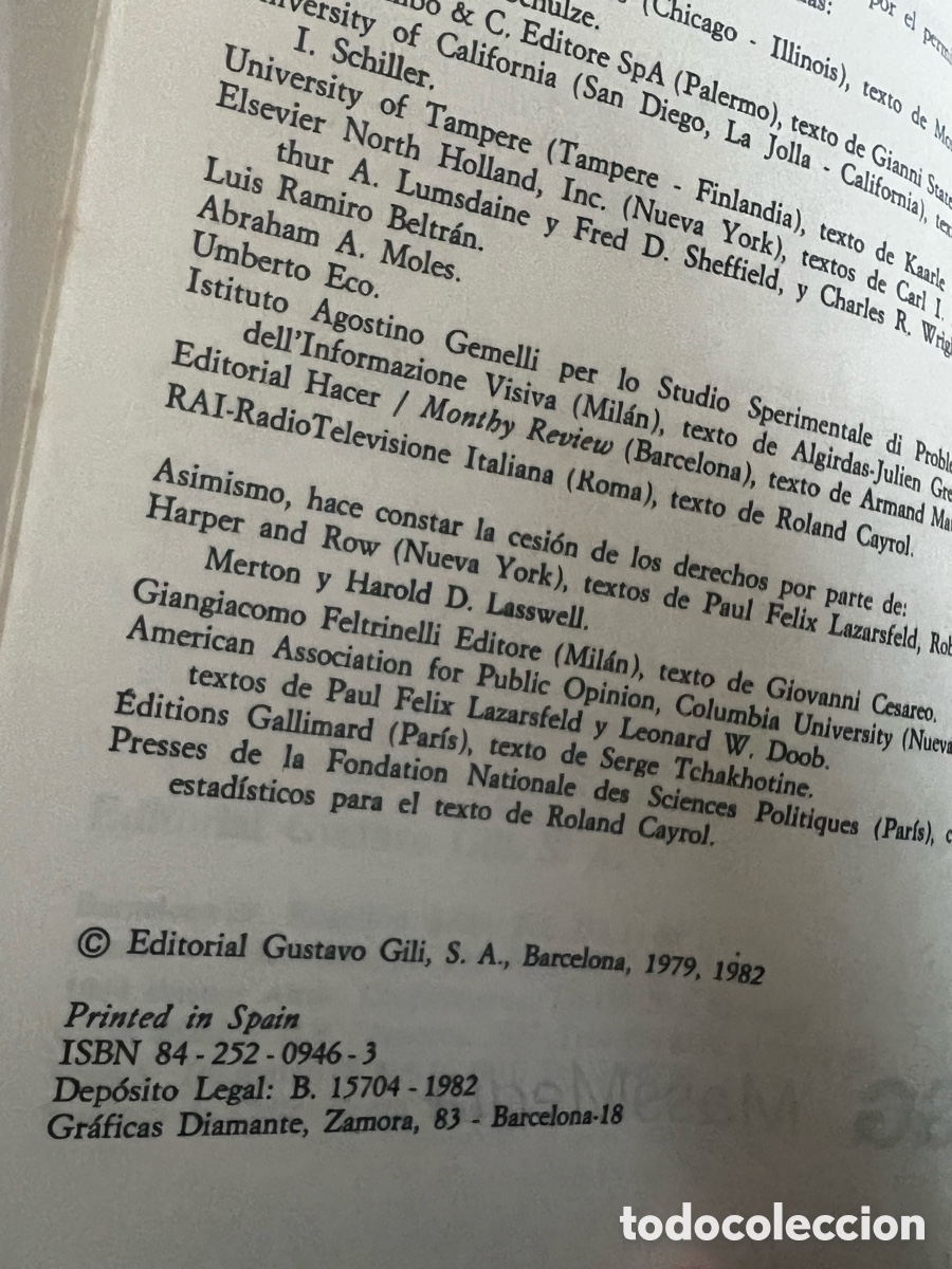 Libros de segunda mano: MORAGAS (ED.): SOCIOLOG&Iacute;A DE LA COMUNICACI&Oacute;N DE MASAS - Foto 3