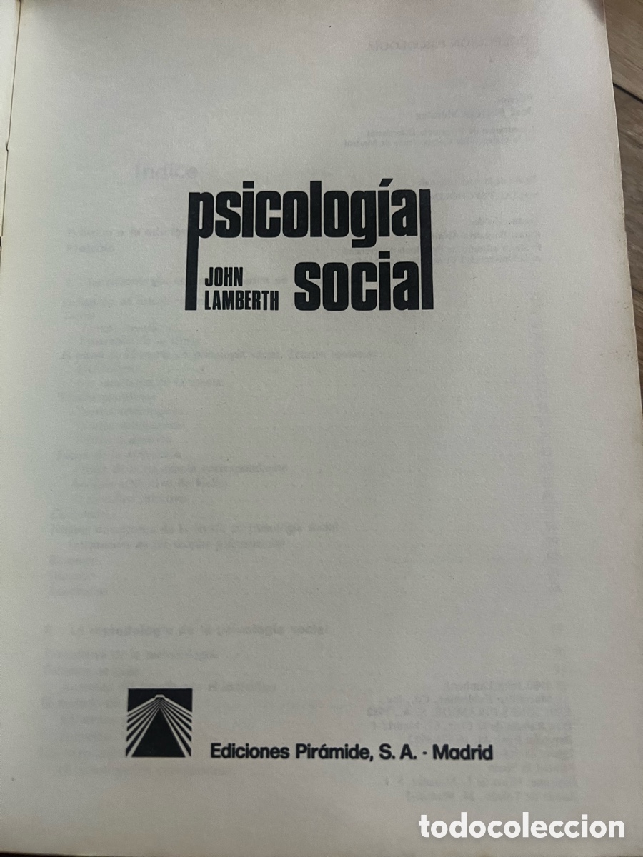 Libros de segunda mano: Psicolog&iacute;a Social. John Lamberth. Ed. Pir&aacute;mide - Foto 2