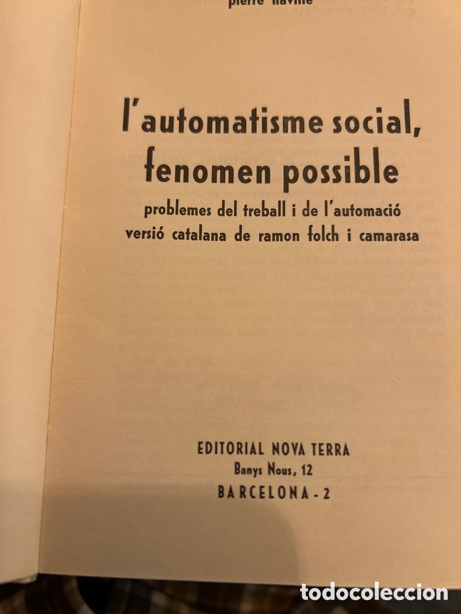 Libros de segunda mano: L&rsquo;automatisme social, fenomen possible per Pierre Naville. C6 - Foto 3