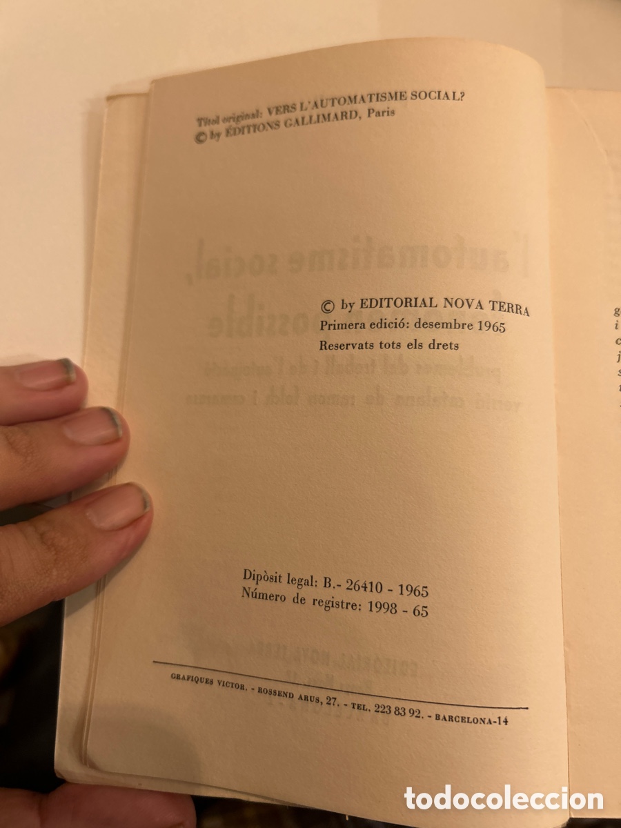 Libros de segunda mano: L&rsquo;automatisme social, fenomen possible per Pierre Naville. C6 - Foto 4