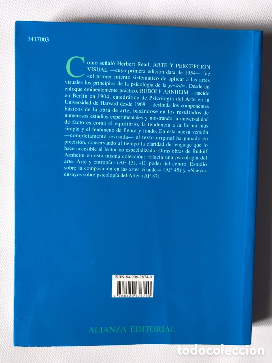 Libros de segunda mano: ARTE Y PERCEPCI&Oacute;N VISUAL - Rudolf Arnheim - Alianza forma. - Foto 3