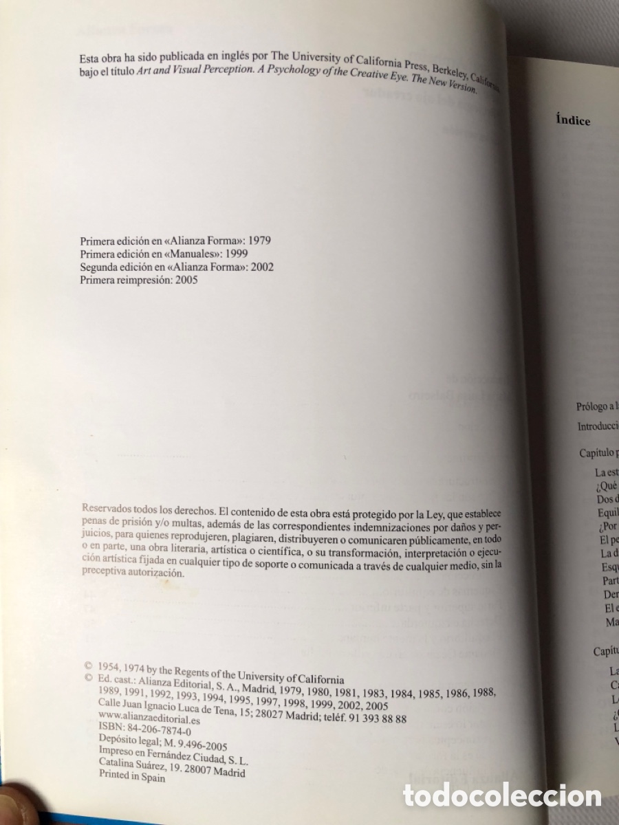 Libros de segunda mano: ARTE Y PERCEPCI&Oacute;N VISUAL - Rudolf Arnheim - Alianza forma. - Foto 4