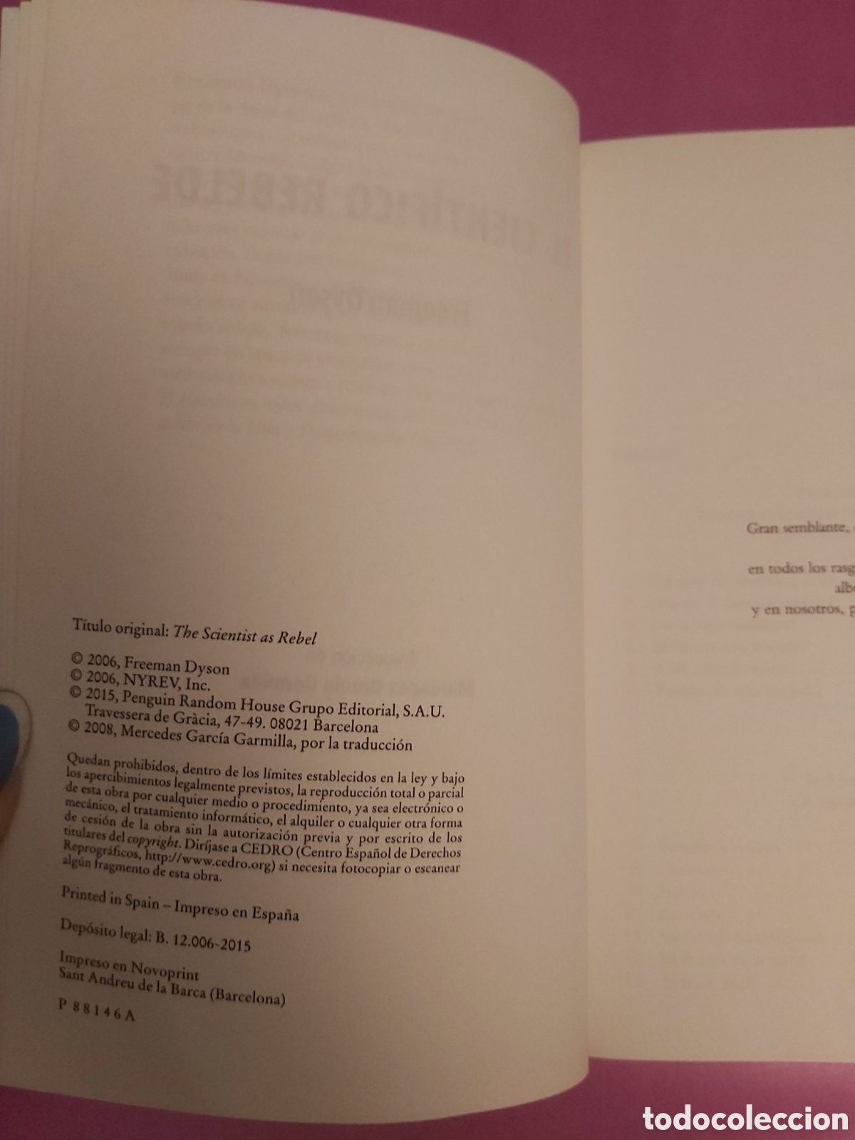 Libros de segunda mano: EL CIENT&Iacute;FICO REBELDE FREEMAN DYSON PENGUIN RANDOM HOUSE 2015 - Foto 4
