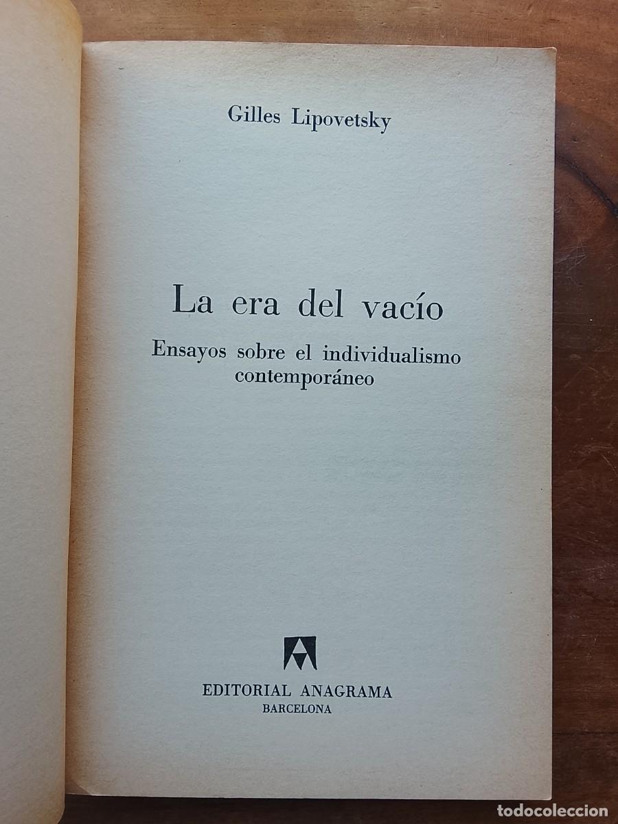 Libros de segunda mano: La era del vac&iacute;o. Gilles Lipovetsky - Foto 2