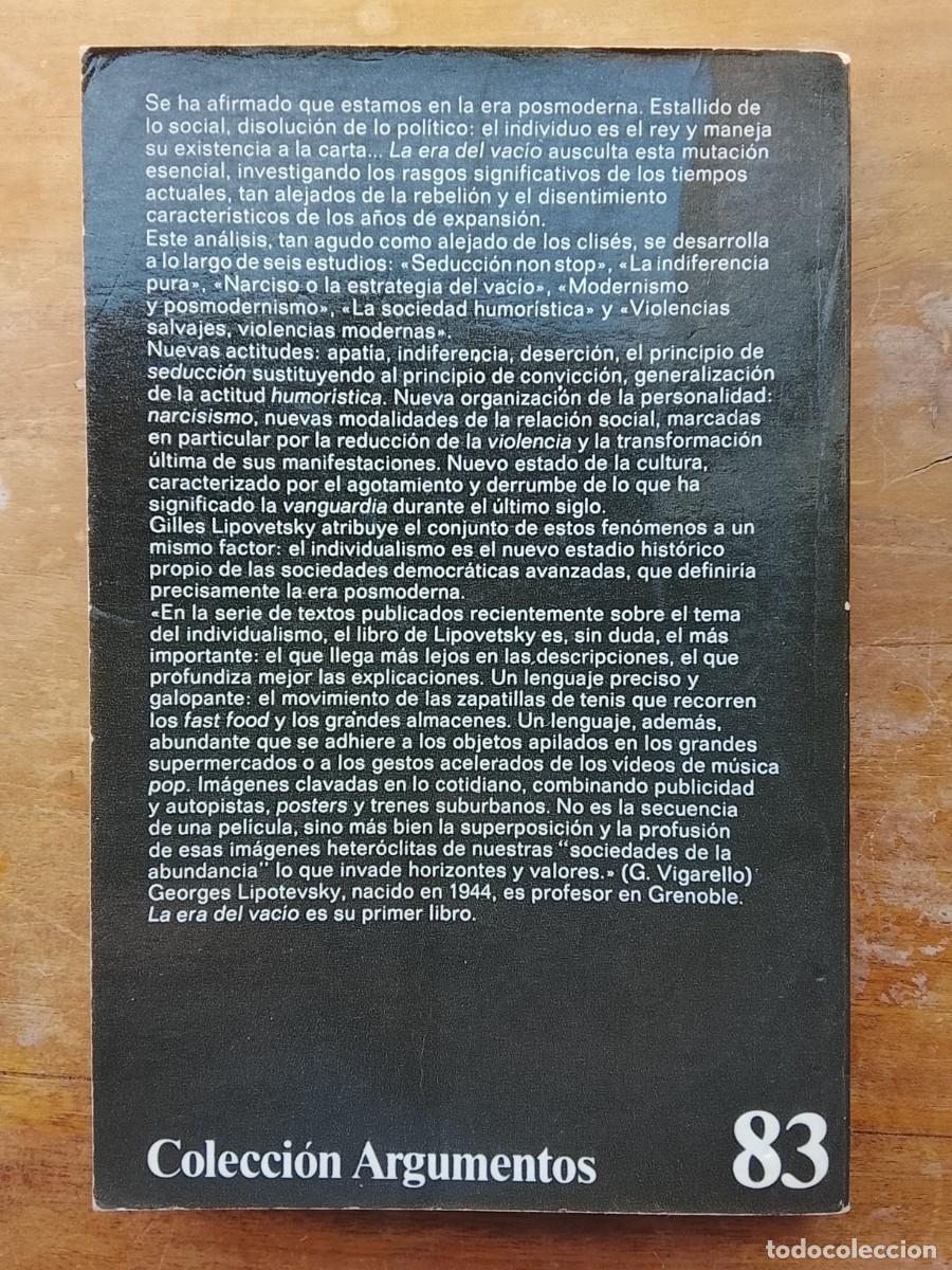 Libros de segunda mano: La era del vac&iacute;o. Gilles Lipovetsky - Foto 6