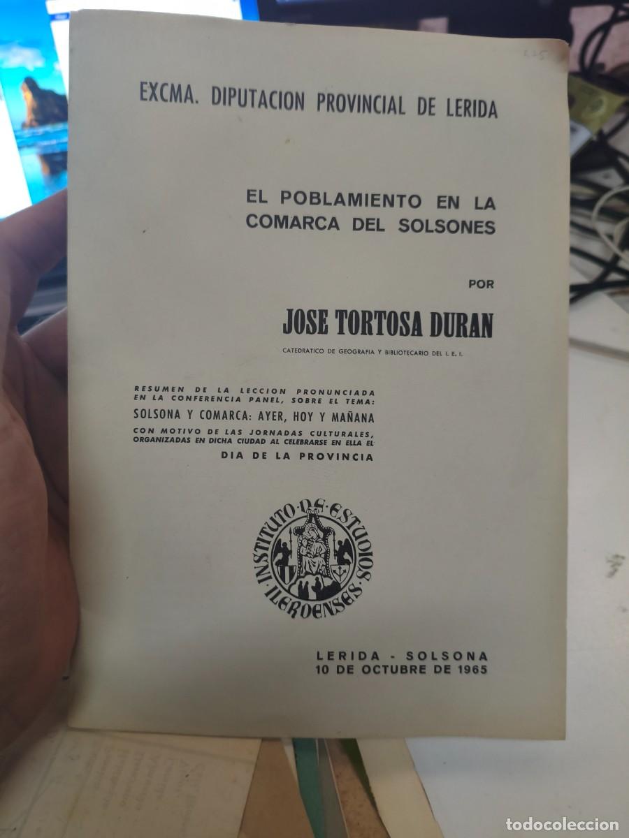 Libros de segunda mano: El Poblamiento en la comarca del Solson&eacute;s Tortosa Dur&aacute;n, Jos&eacute;.; Instituto de Estudios Ilerdenses