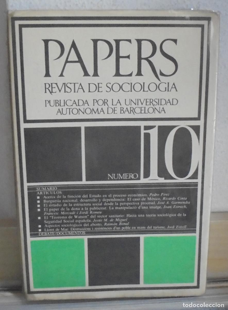 Libros de segunda mano: Papers, revista de sociolog&iacute;a, n&ordm; 10. Publicada por la Universidad Aut&oacute;noma de Barcelona