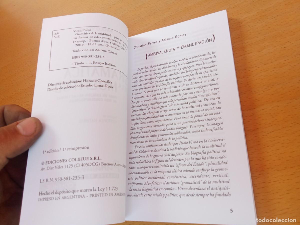 Libros de segunda mano: GRAMATICA DE LA MULTITUD / PAOLO VIRNO / KARA 27 / COLIHUE - Foto 6