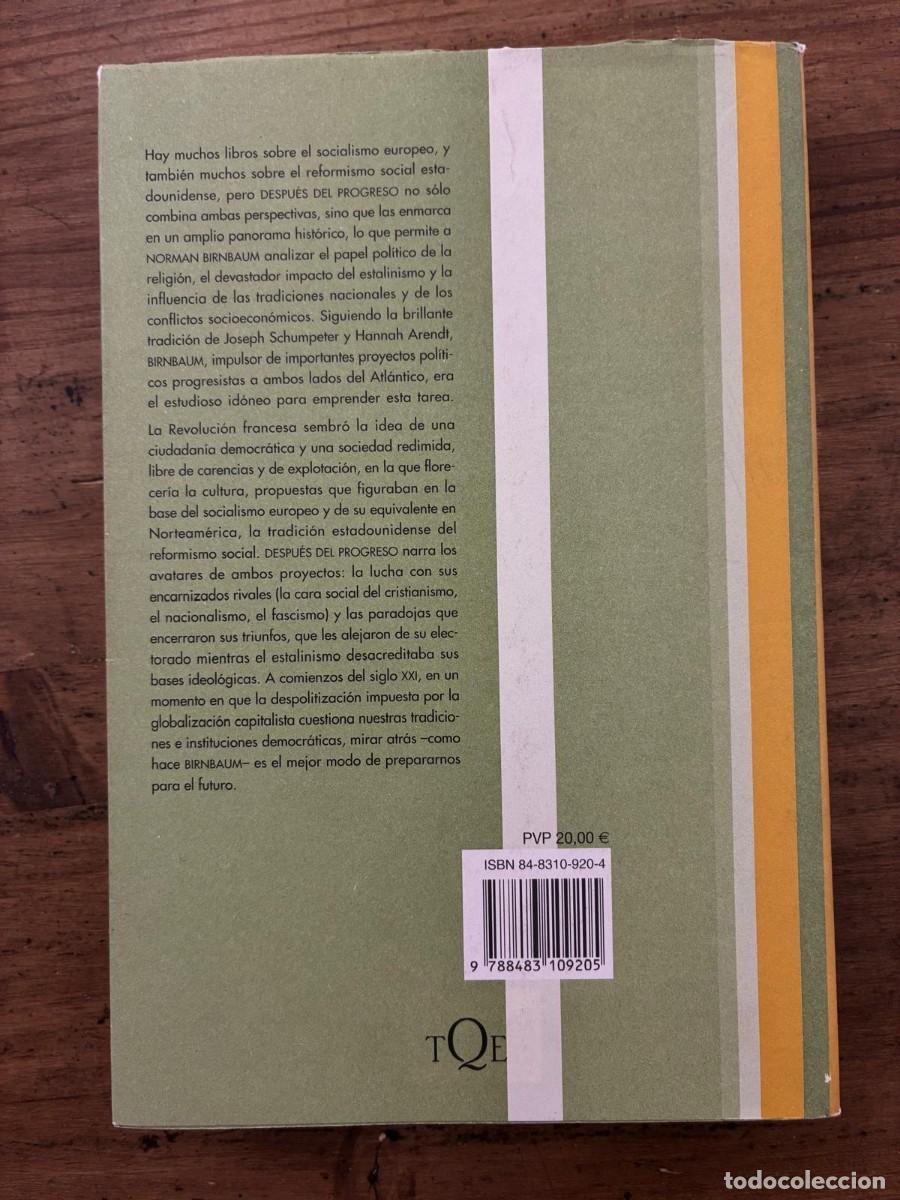 Libros de segunda mano: Despu&eacute;s del progreso (Norman Birnbaum) - Foto 2
