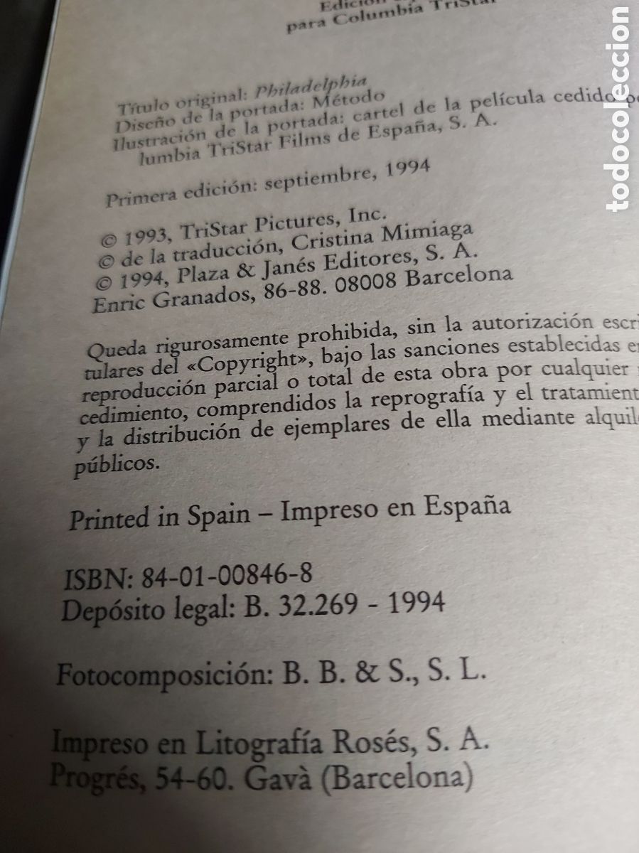Libros de segunda mano: PHILADELPHIA a&ntilde;o 1994 - Foto 2