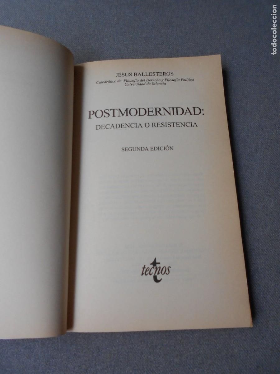 Libros de segunda mano: POSTMODERNIDAD: DECADENCIA O RESISTENCIA. - Foto 2