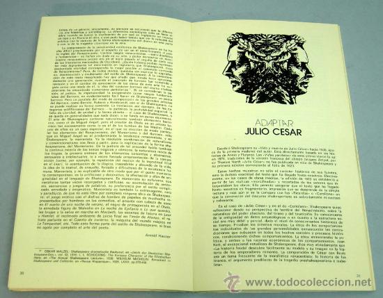 Libros de segunda mano: Julio C&eacute;sar La ambici&oacute;n del poder Shakespeare Direcci&oacute;n general teatro y espect&aacute;culos 1976 - Foto 2