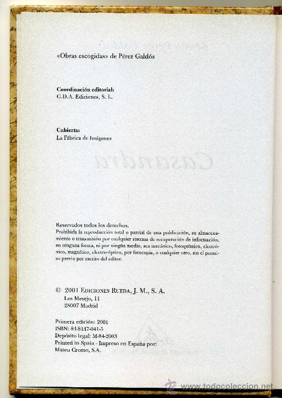 Libros de segunda mano: CASANDRA (BENITO P&Eacute;REZ GALD&Oacute;S) - Foto 3