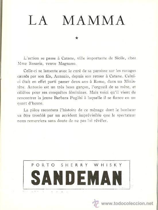Libros de segunda mano: Programa teatral : La Mamma  de Andr&eacute; Roussin en el Th&eacute;atre de la Madeleine - 1955 - Foto 3