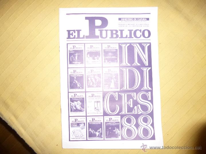 Libros de segunda mano: REVISTA EL P&Uacute;BLICO  TEATRO  indices 1988