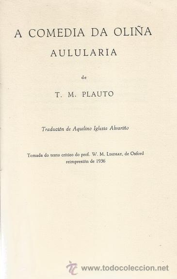 Libros de segunda mano: T. M. PLAUTO. A comedia da oli&ntilde;a. Aulularia. RM71906. - Foto 3