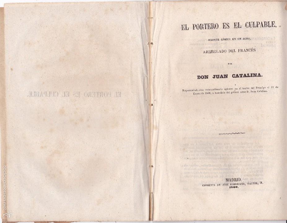 Livres d'occasion: El portero es el culpable Madrid 1860 Don Juan Catalina 22 p&aacute;ginas falsas cubiertas