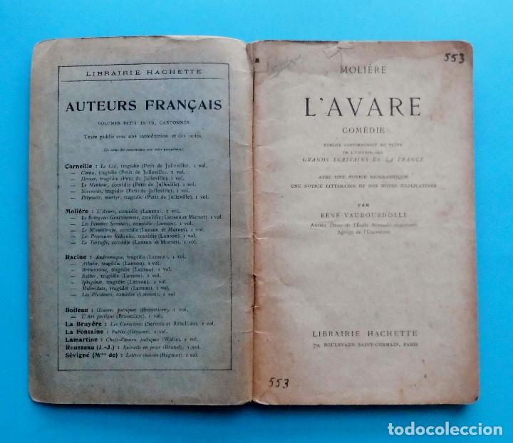 Libros de segunda mano: LAVARE COMEDIA DE MOLI&Eacute;RE EN CINCO ACTOS, LIBRAIRIE HACHETTE, EDICI&Oacute;N EN FRANCES - Foto 2