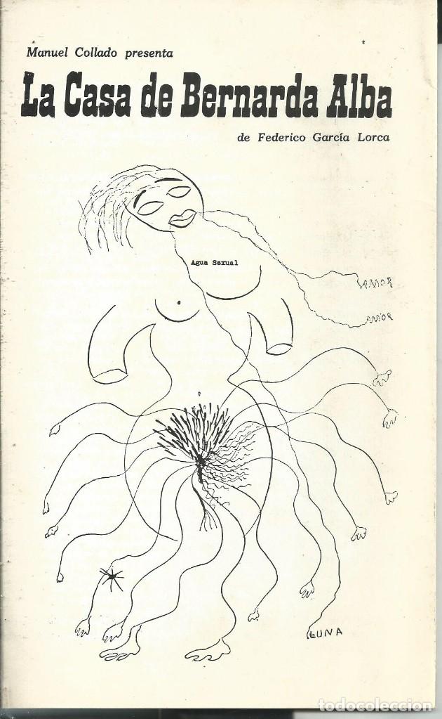 Libros de segunda mano: PROGRAMA DE MANO TEATRO ESLAVA CASA DE BERNARDA ALBA FEDERICO GARCIA LORCA MANUEL COLLADO 1976