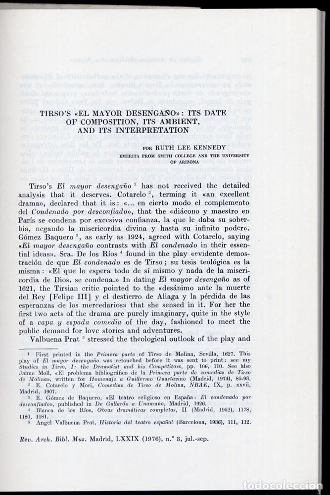 Livros em segunda m&atilde;o: KENNEDY, Ruth. Tirso&rsquo;s &ldquo;El mayor desenga&ntilde;o&rdquo;. Its date of composition, its ambient, and its... 1976.
