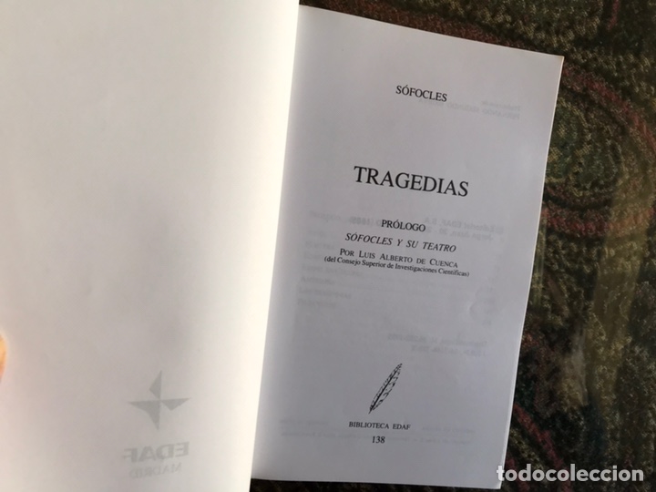 Libros de segunda mano: Tragedias. S&oacute;focles. Pr&oacute;logo de Luis Alberto de Cuenca. Edaf. Como nuevo - Foto 3