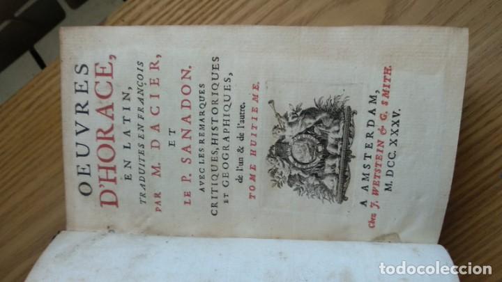 Libros de segunda mano: Antiguo libro de 1735 de Horacio, Impreso en amsterdam, En franc&eacute;s. - Foto 2