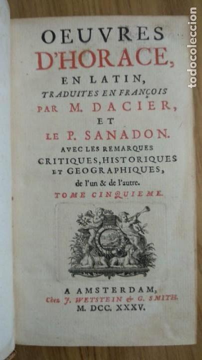Libros de segunda mano: Antiguo libro de 1735 de Horacio, Impreso en amsterdam, En franc&eacute;s. - Foto 1