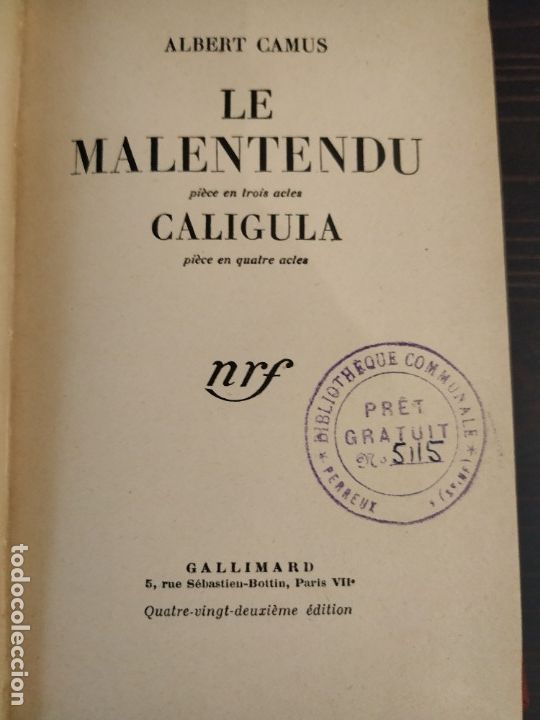 Libros de segunda mano: LE MALENTENDU - ALBERT CAMUS 1957 - Foto 1