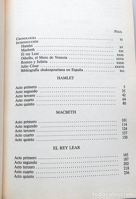 Libros de segunda mano: Tragedias - William Shakespeare- Hamlet/ Macbeth/ El rey Lear/ Othello/ Romeo y Julieta/ Julio C&eacute;sar - Foto 3