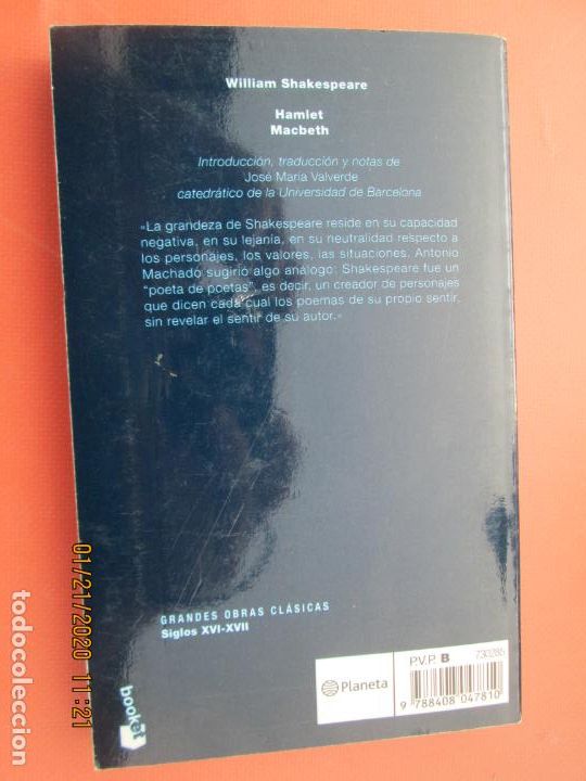 Libros de segunda mano: HAMLET /  MACBETH  - WILLIAM SHAKESPEARE  - BOOKET - PLANETA - 2003. - Foto 2