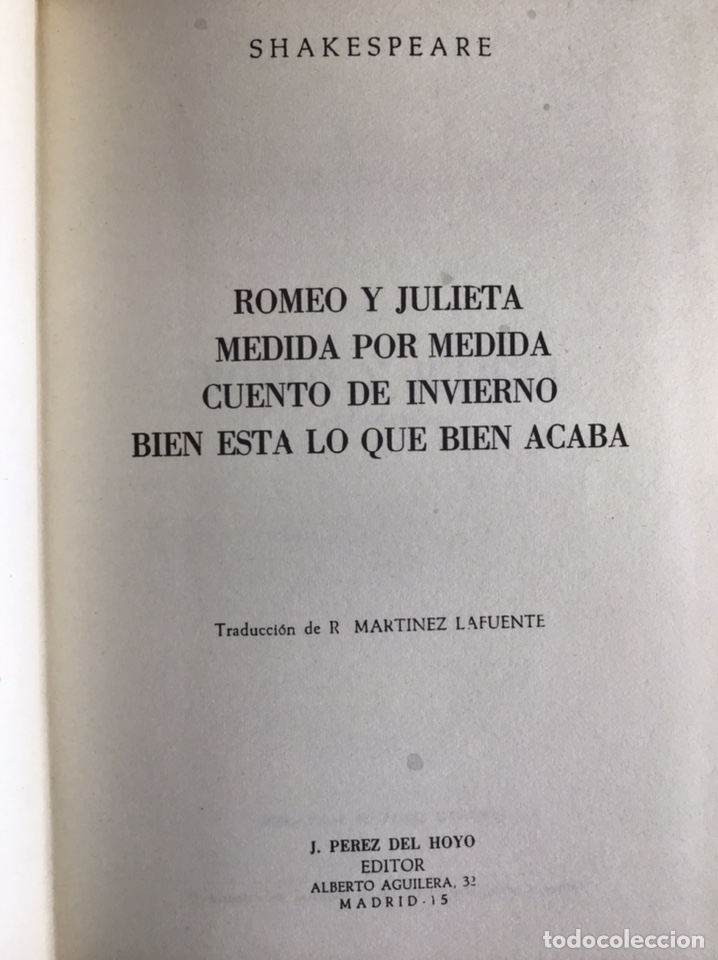 Libros de segunda mano: SHAKESPEARE / 2 VOL&Uacute;MENES  / J. P&Eacute;REZ DEL HOYO - Foto 4