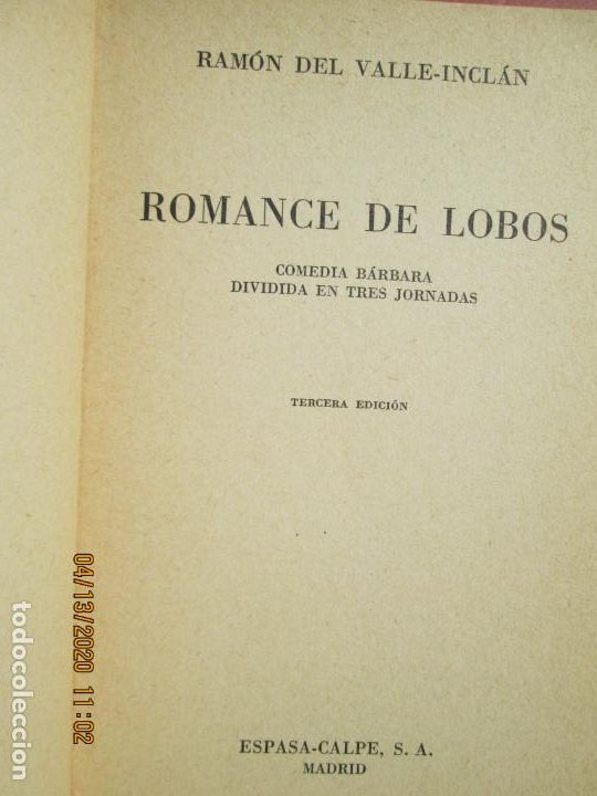 Libros de segunda mano: ROMANCE DE LOBOS - RAMON DEL VALLE INCLAN - AUSTRAL 1968 - Foto 2