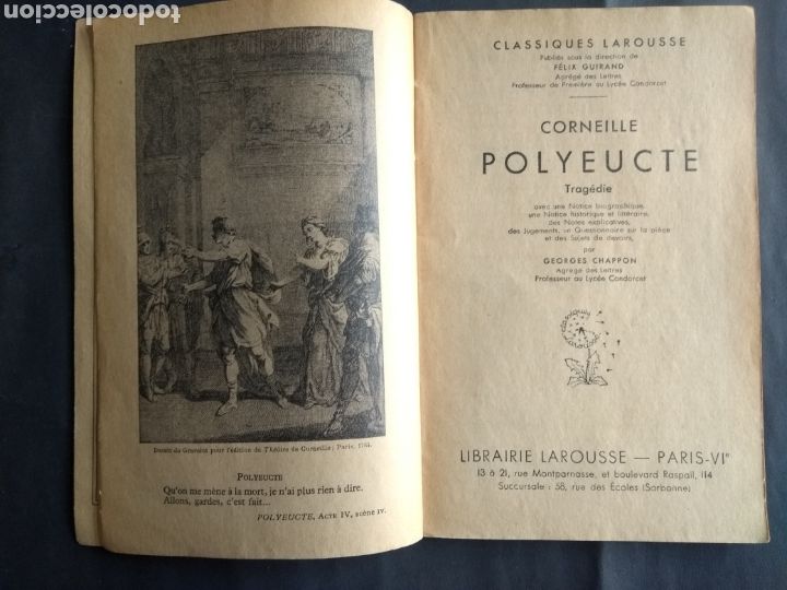 Libros de segunda mano: Polyeucte - Corneille (Paris : Librairie Larousse, imp. 1948) (franc&eacute;s) - Foto 2