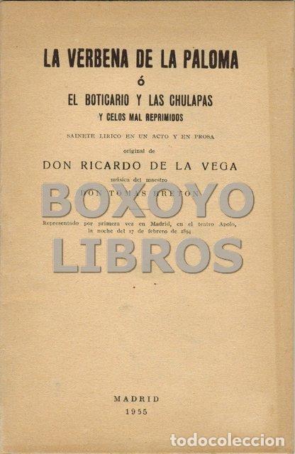Gebrauchte B&uuml;cher: VEGA, Ricardo de la. La Verbena de la Paloma &oacute; El boticario y las chulapas y celos mal reprimidos