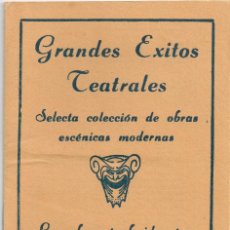 Libros de segunda mano: 1967 CATÁLOGO ”GRANDES ÉXITOS TEATRALES” SELECTA COLECCIÓN DE OBRAS ESCÉNICAS MODERNAS- ED. MILLÁ. Lote 223461572