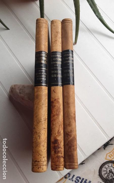 Second hand books: OBRAS COMPLETAS LOPEZ DE AYALA-3 VOL.-BIBLIOTECA DE AUTORES ESPA&Ntilde;OLES 1965. Piel