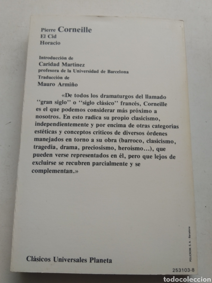 Libros de segunda mano: EL CID/HORACIO/PIERRE CORNEILLE - Foto 3