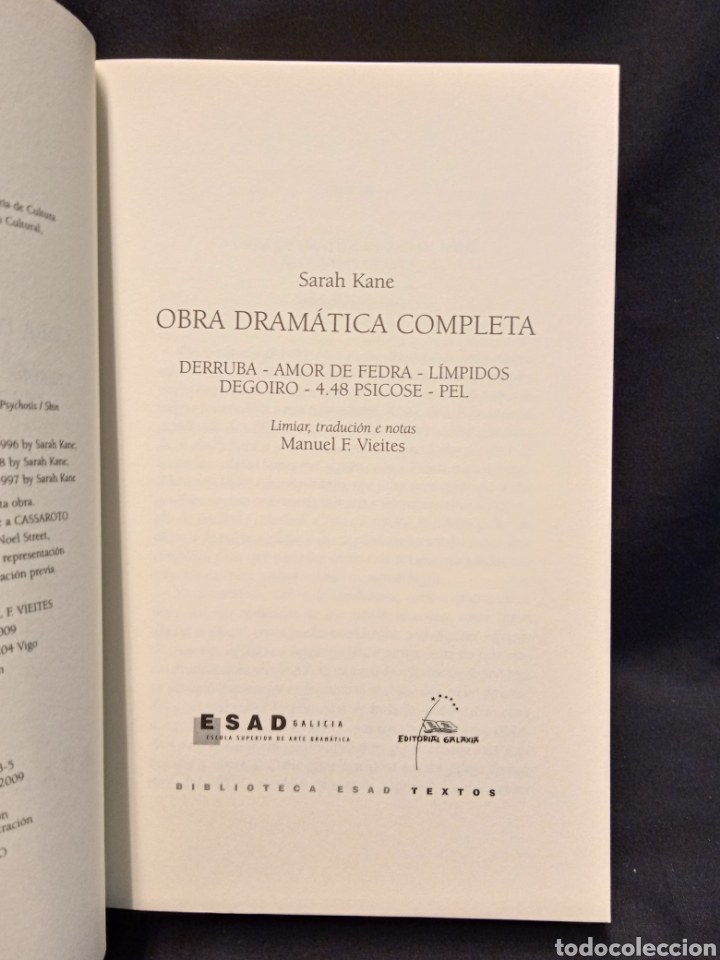 Libros de segunda mano: OBRA DRAM&Aacute;TICA COMPLETA - SARAH KANE - ESAD TEXTOS GALAXIA 2009 - Foto 3