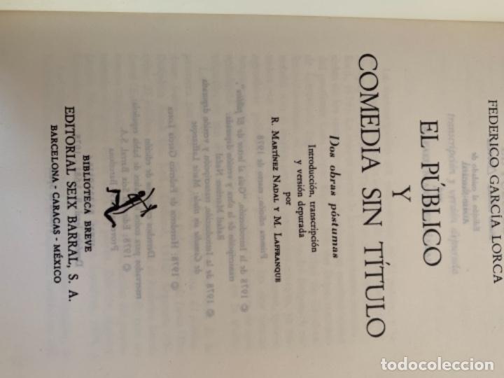 Libros de segunda mano: El p&uacute;blico y comedia sin t&iacute;tulo, de Lorca (Bols, 4) - Foto 2