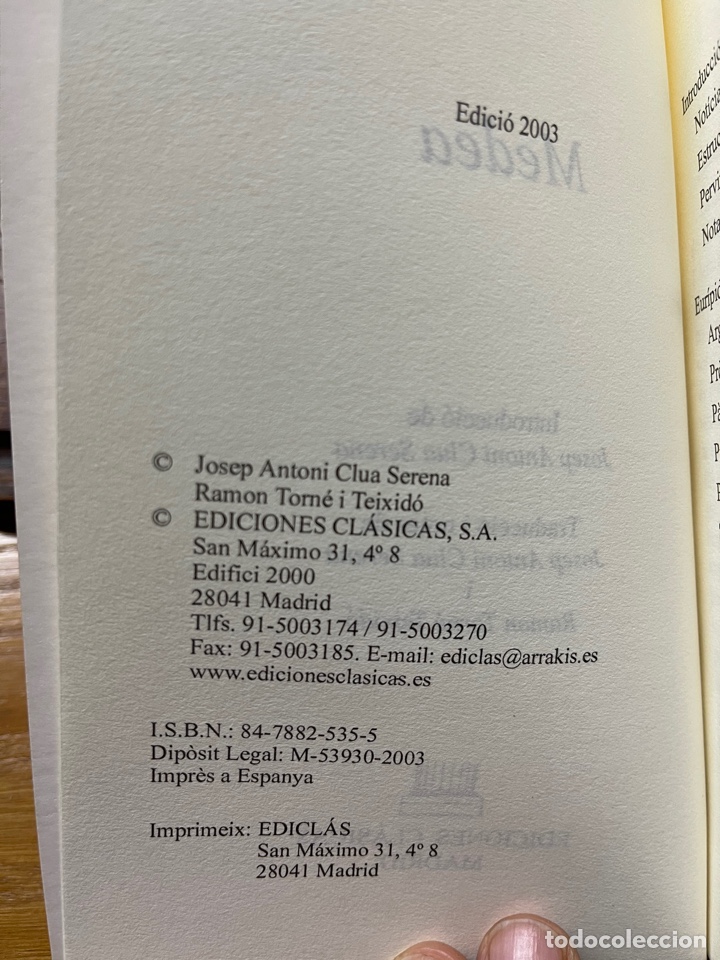 Libros de segunda mano: EURIPIDES (MEDEA). EDICIONES CL&Aacute;SICAS 2003 - Foto 3