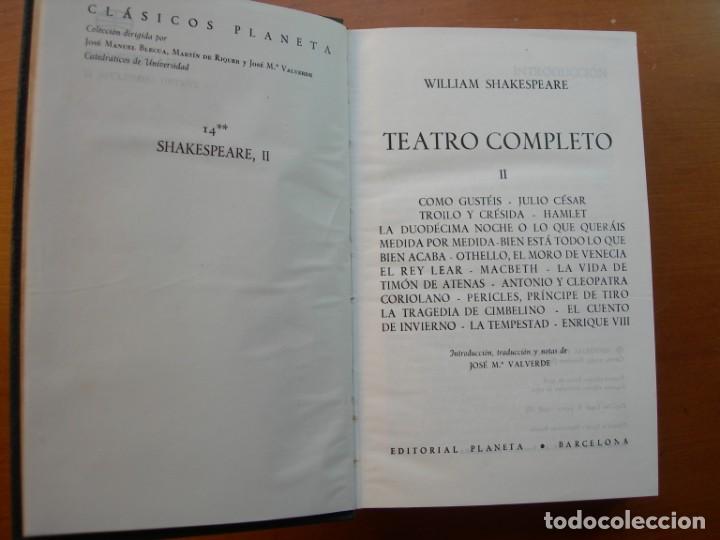 Libros de segunda mano: TEATRO COMPLETO / WILLIAM SHAKESPEARE / 2 TOMOS - Foto 6